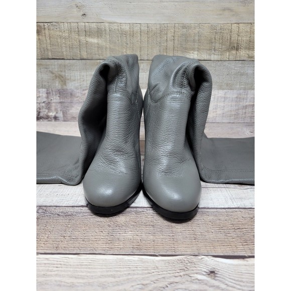 Colin Stuart Women's Tall Leather Gray Boots Size 8 - Picture 1 of 15